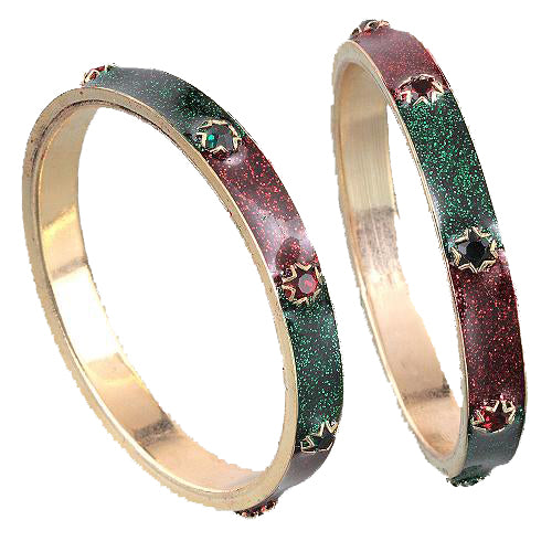 The99Jewel Gold Plated Austrian Stone Meenakari Bangles Set ( 2 Piece In Set )