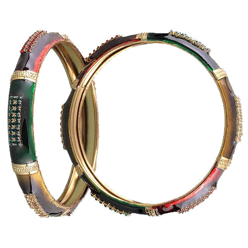 The99Jewel Gold Plated Austrian Stone Meenakari Bangles Set ( 2 Piece In Set )