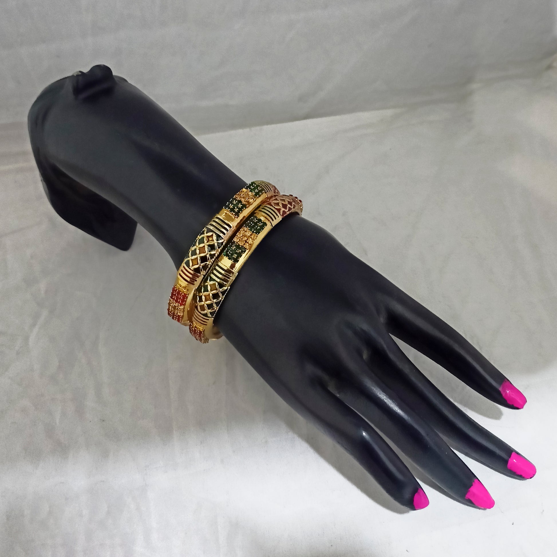 The99Jewel Gold Plated Austrian Stone Meenakari Bangles Set ( 2 Piece In Set )