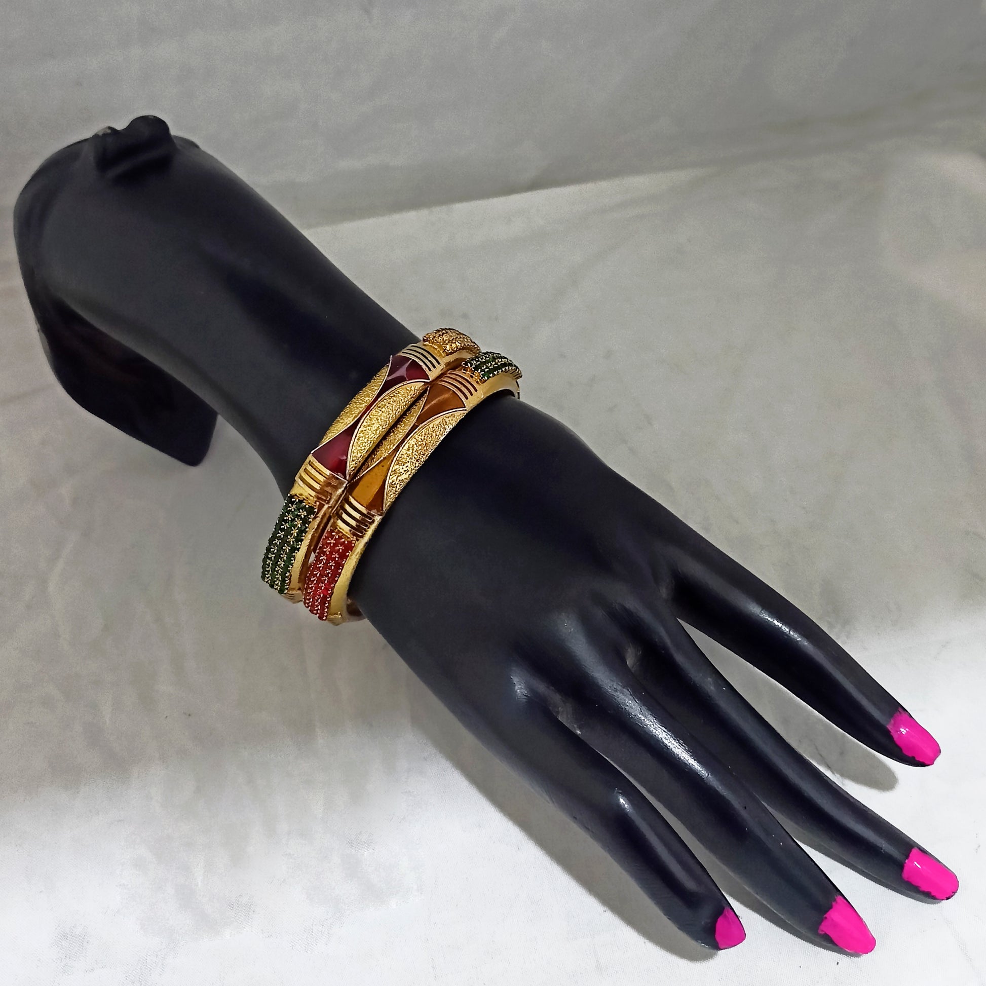 The99Jewel Gold Plated Austrian Stone Meenakari Bangles Set ( 2 Piece In Set )