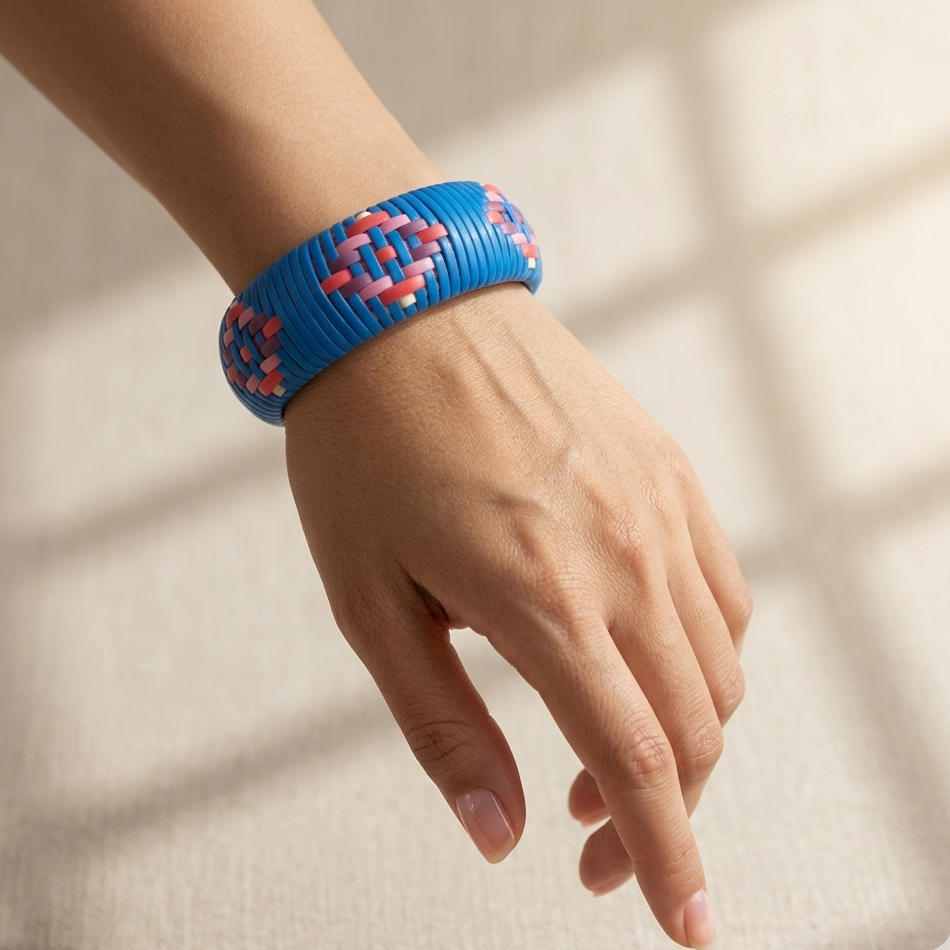 The99Jewel Blue Mat Style Acrylic Kada