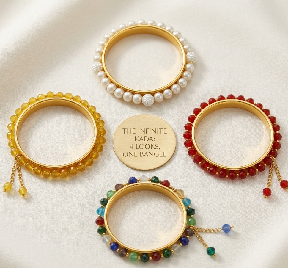 The99Jewel Trendy 4 in 1 Changeable Pearl & Beads Kada