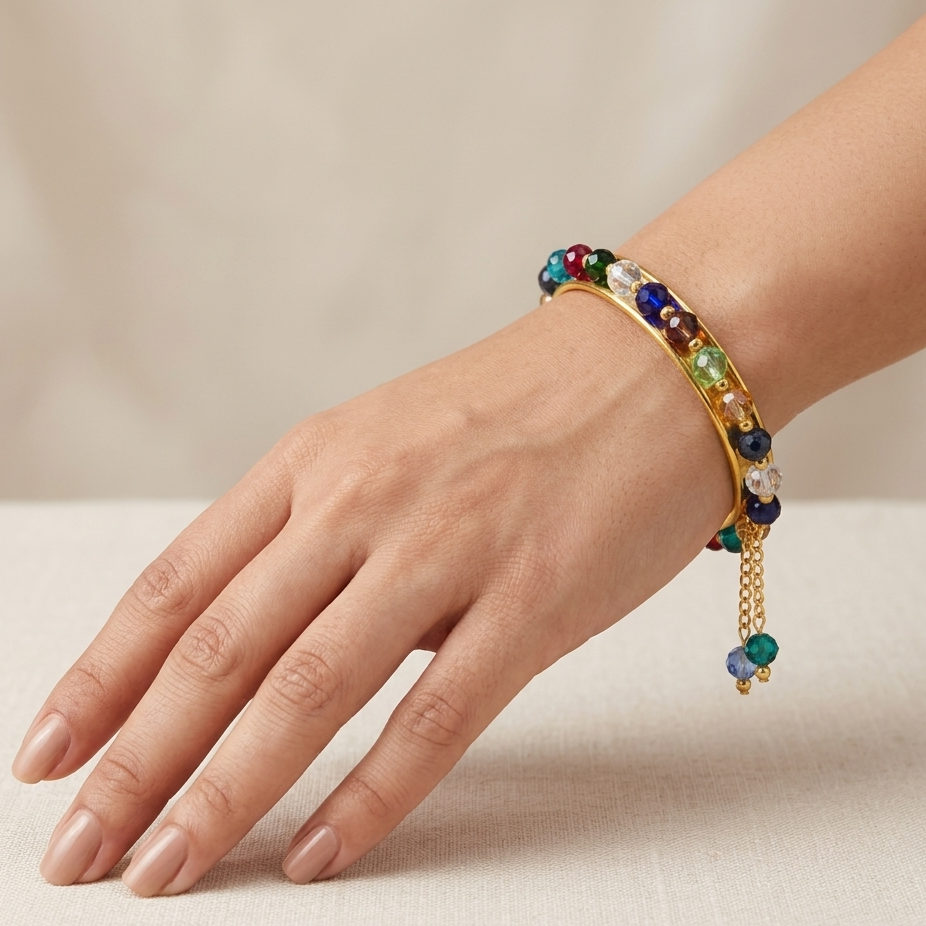 The99Jewel Trendy 4 in 1 Changeable Pearl & Beads Kada