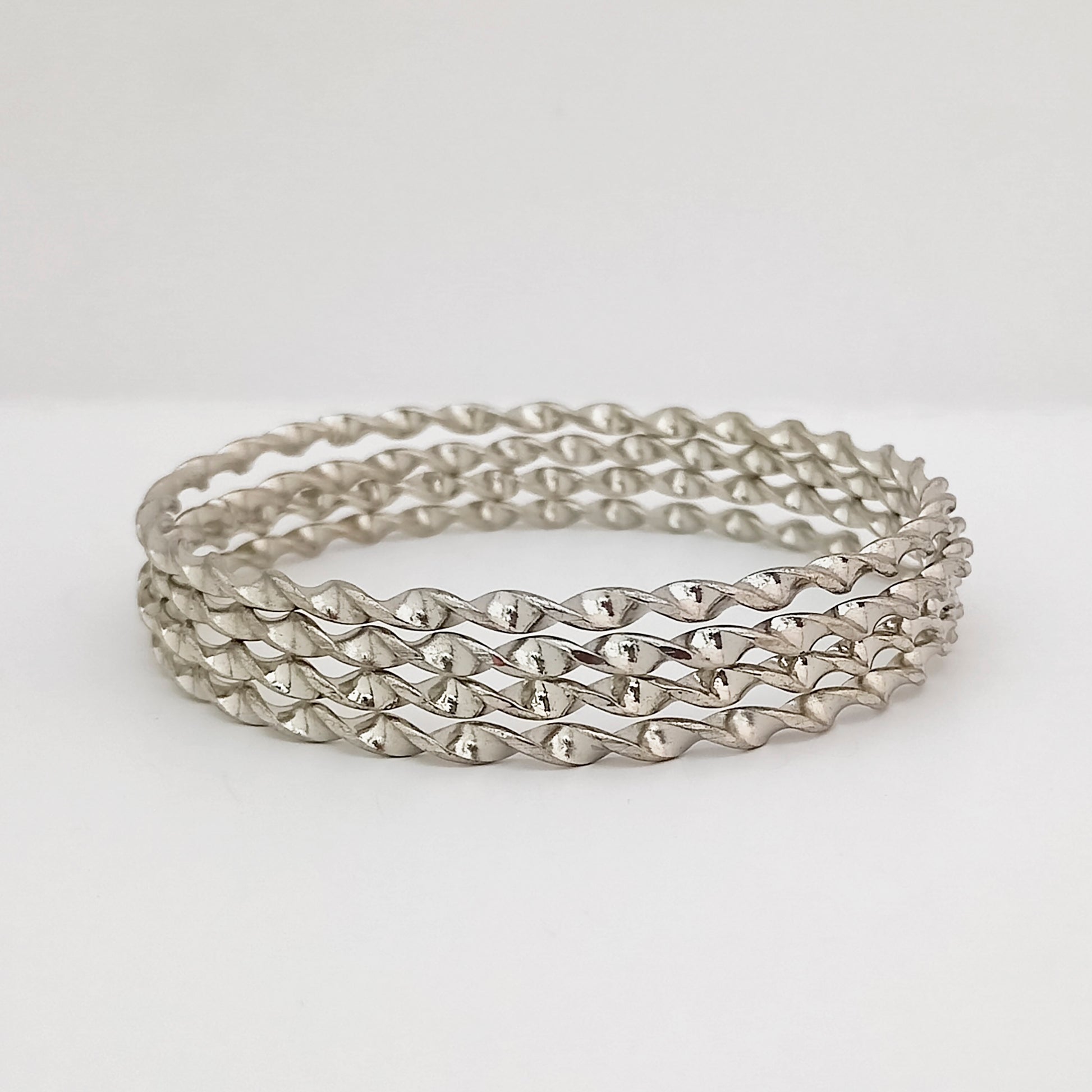The99Jewel Silver Plated Twisted Designer Bangles Set for Women