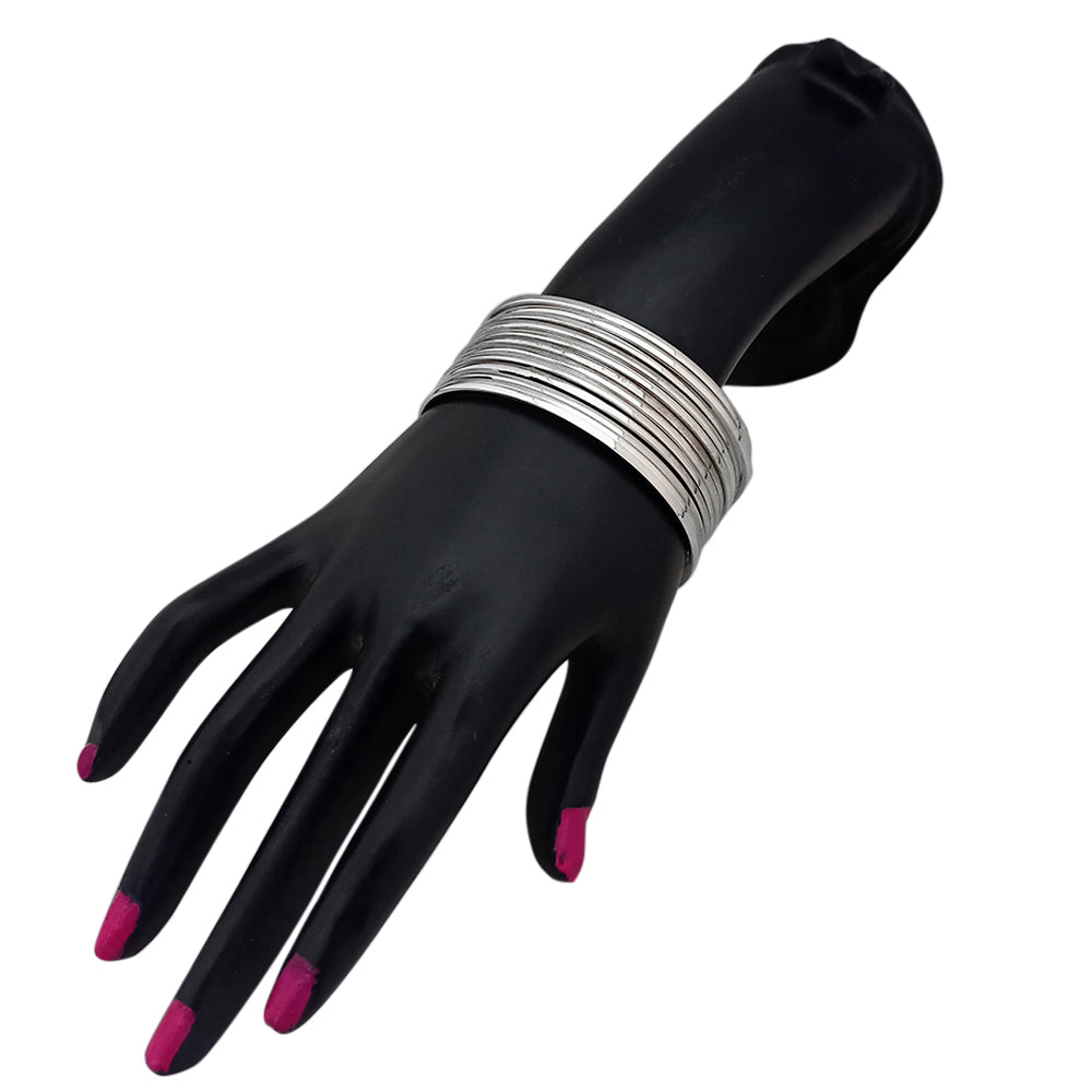 The99Jewel Elegant Silver Textured Bangles Set for Women