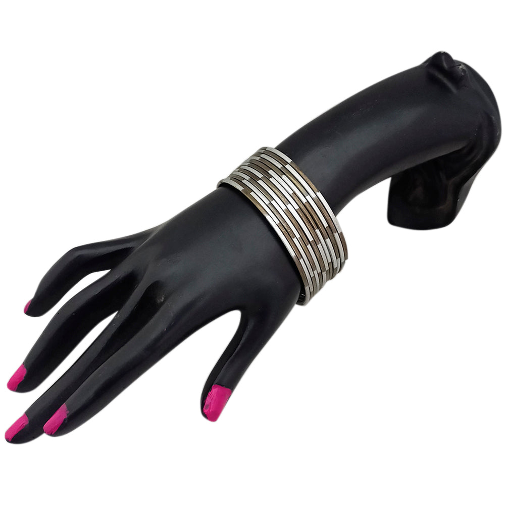 The99Jewel Elegant Silver & black Textured Bangles Set for Women