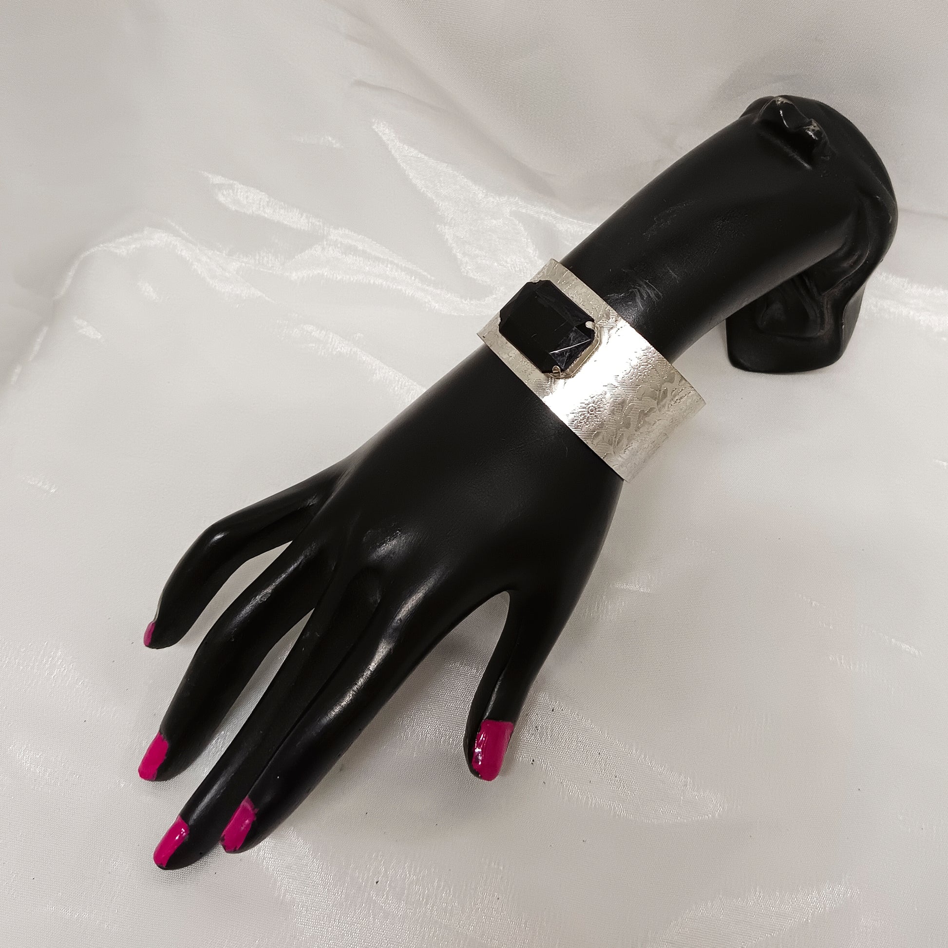 The99Jewel Black Vintage Silver Assorted Design Small Cuff Kada