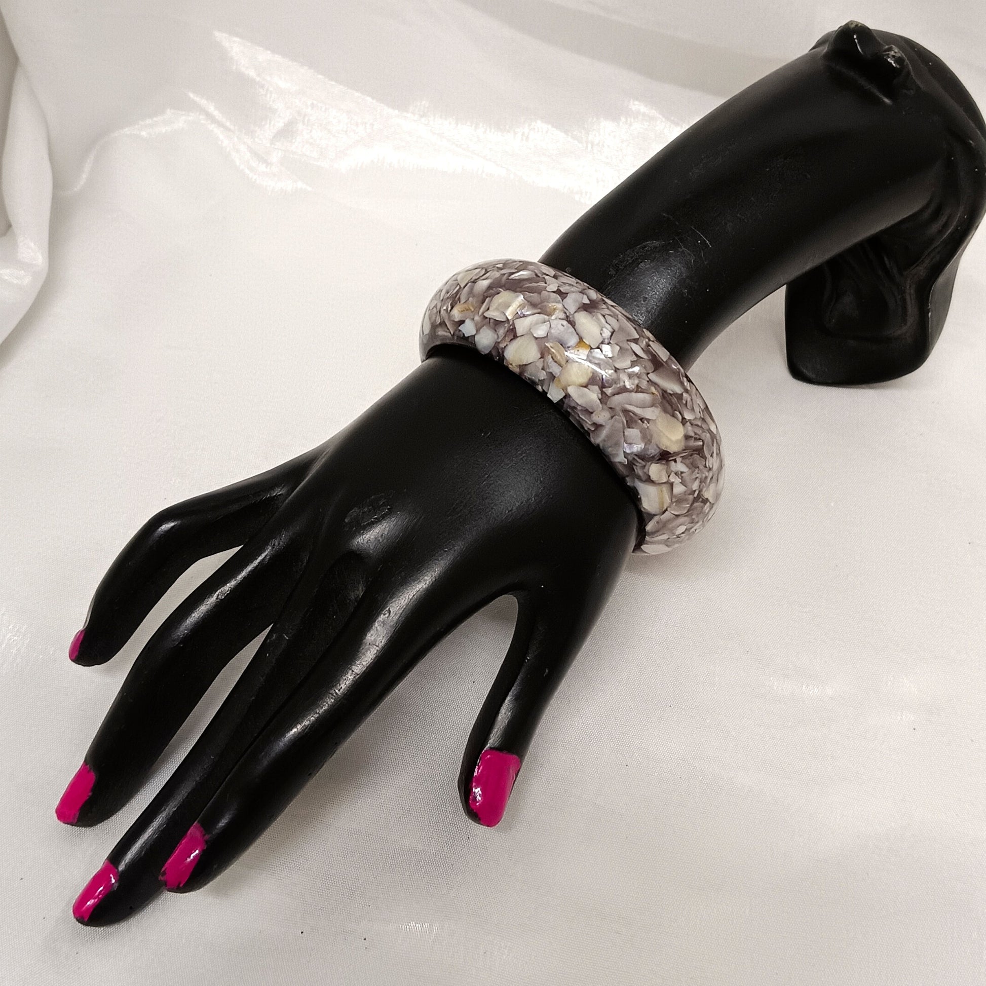 The99Jewel Grey Color Marble Design Acrylic Kada