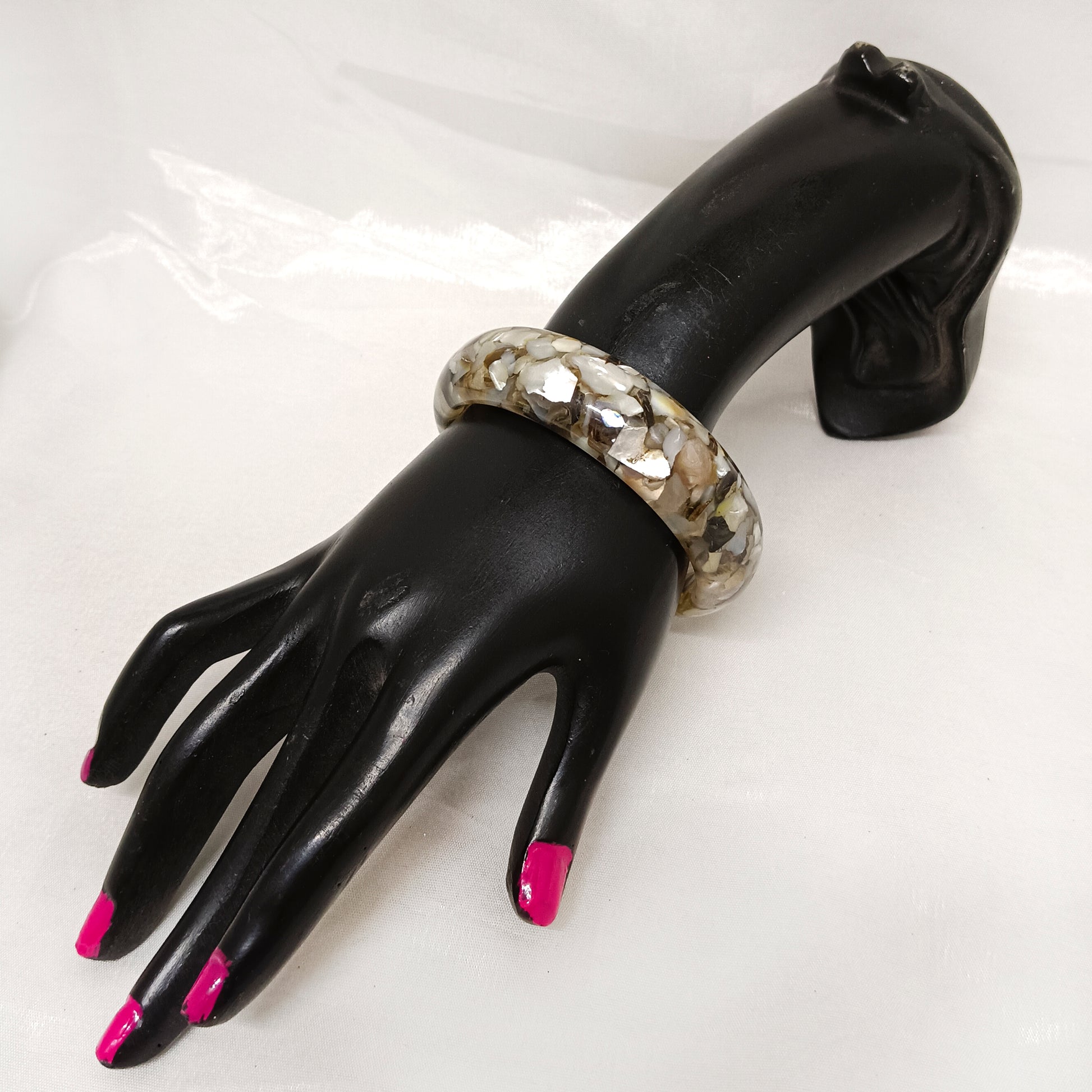 The99Jewel Grey Color Marble Design Acrylic Kada