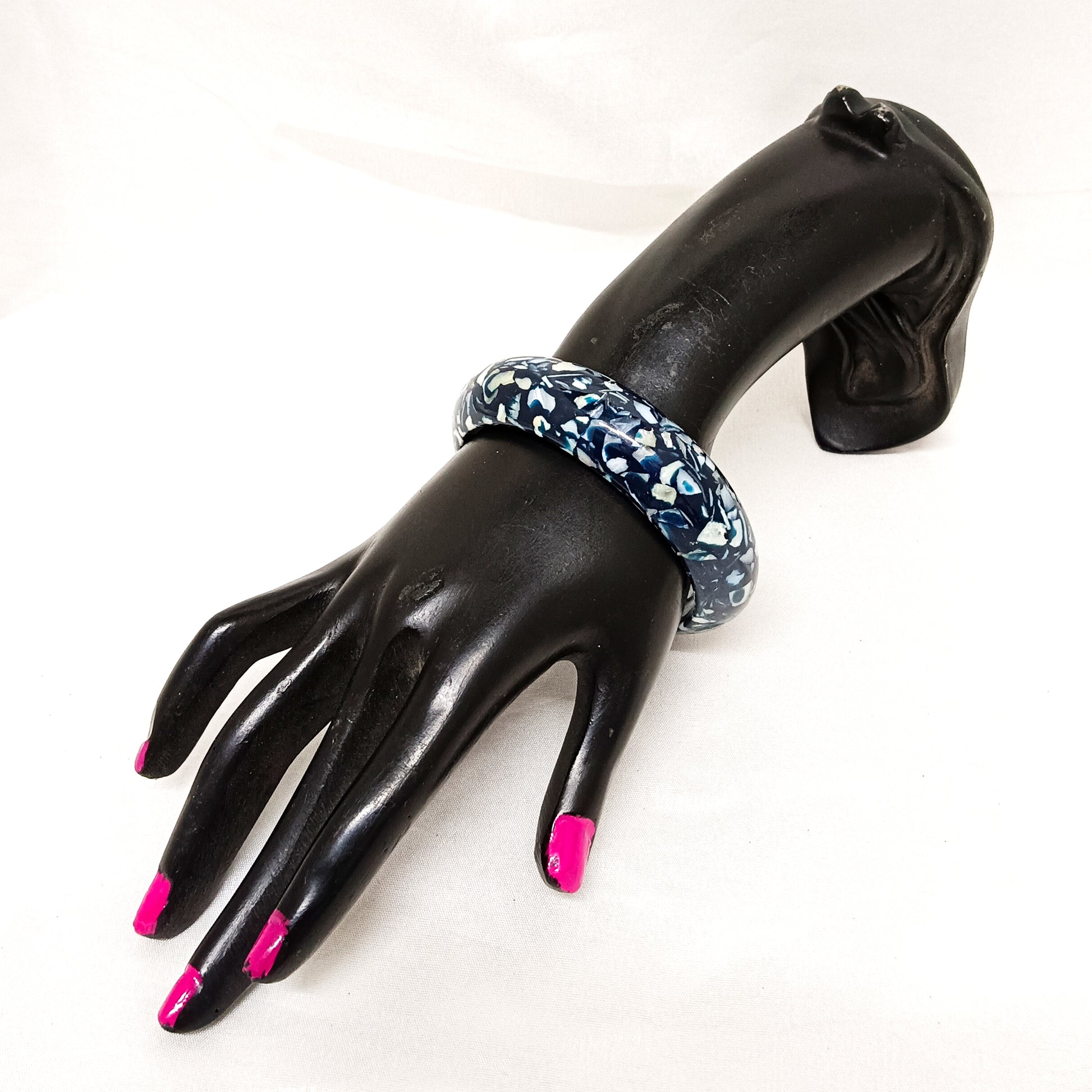 The99Jewel Blue Color Marble Design Acrylic Kada