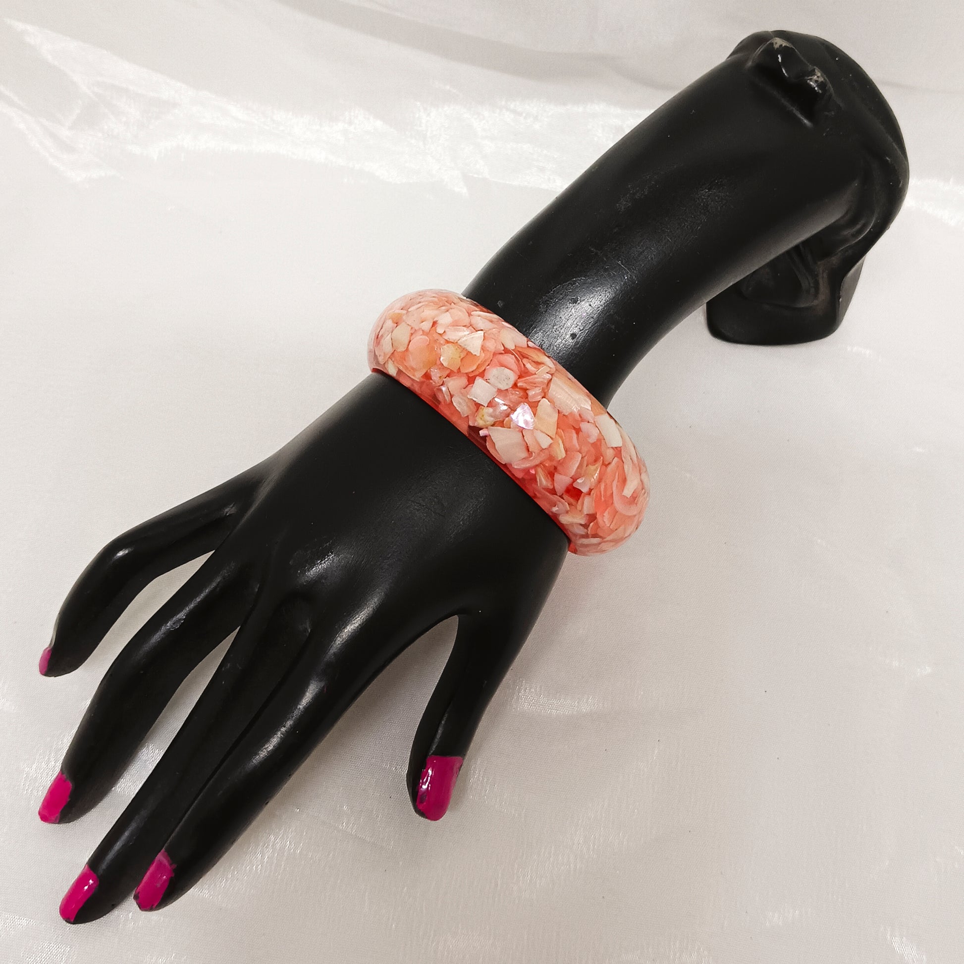 The99Jewel Light Orange Color Marble Design Acrylic Kada