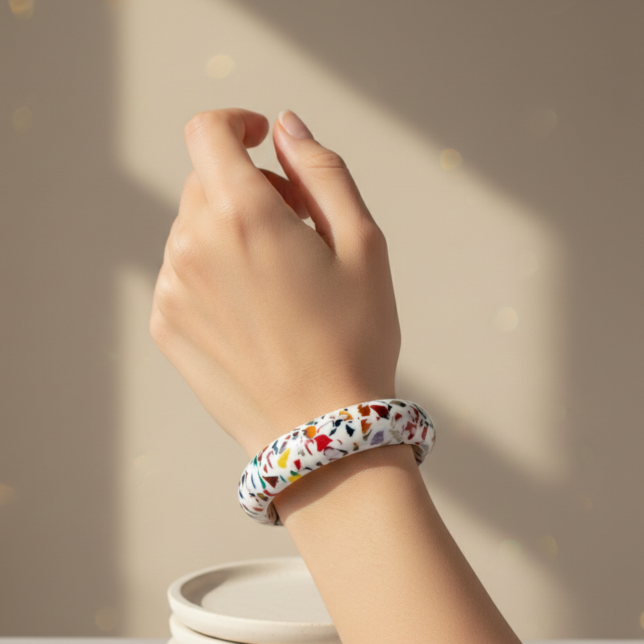 The99Jewel Multi Color Marble Design Acrylic Kada