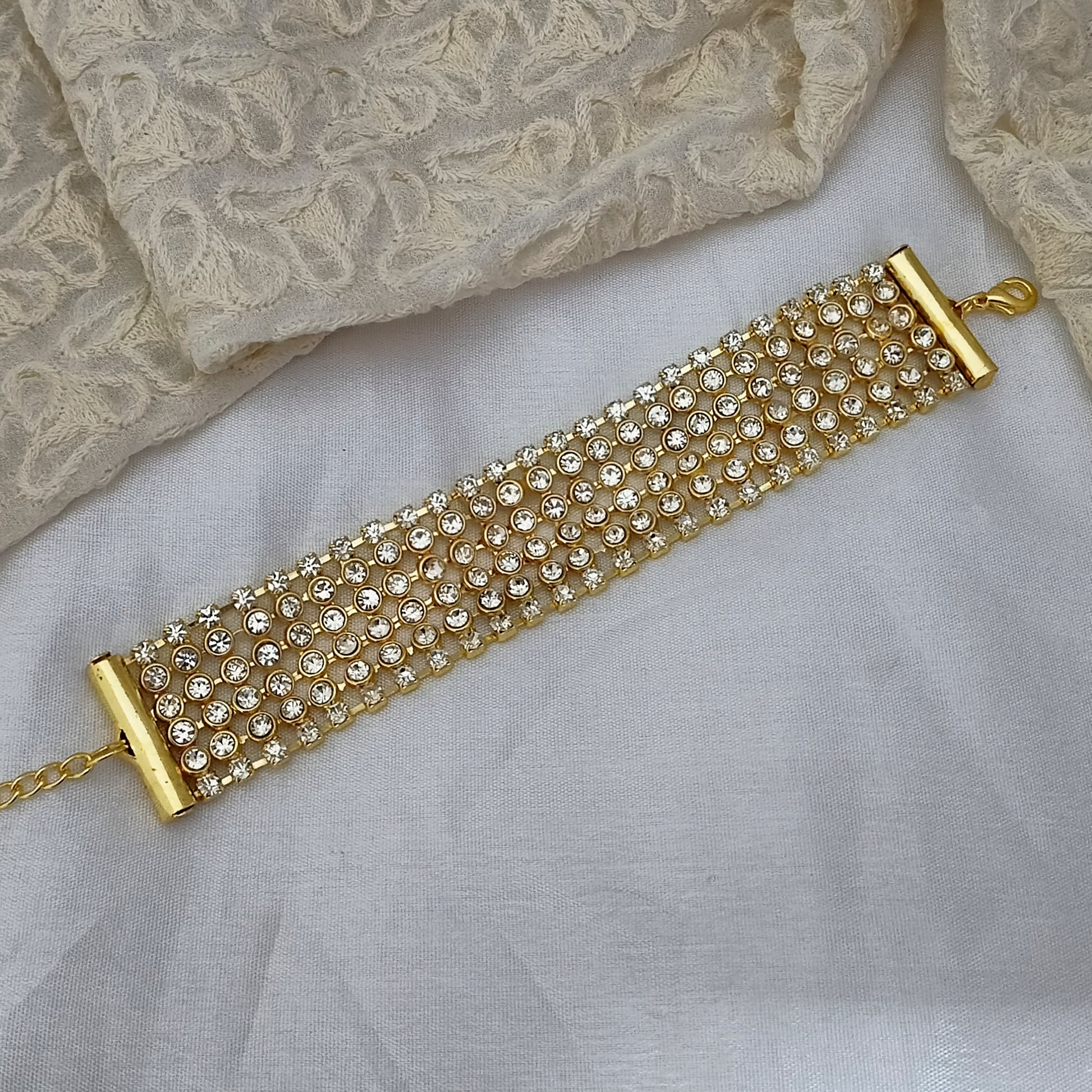 The99Jewel Designer Sparkling Crystal Gold Plated Bracelet