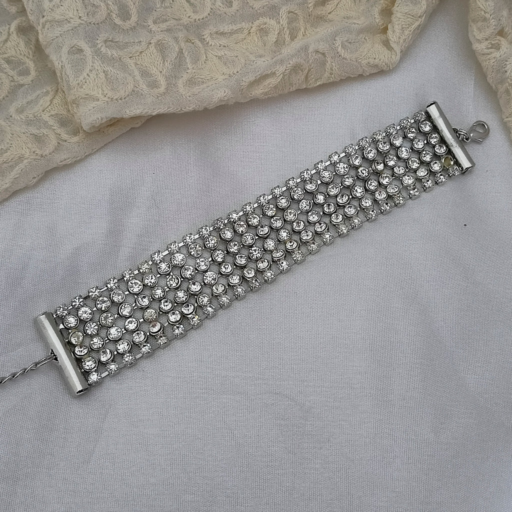 The99Jewel Designer Sparkling Crystal Silver Plated Bracelet