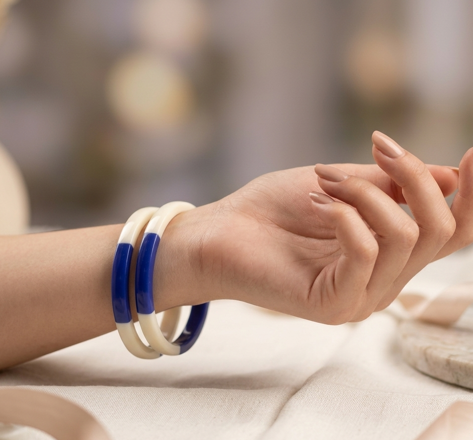 The 99Jewel Minimalist DualTone Acrylic Bangle Set