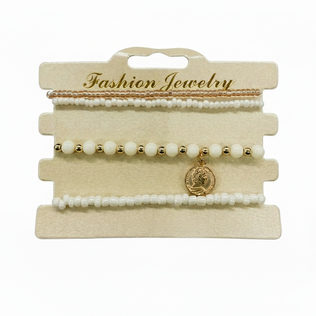 The99Jewel Fashion White Beads Bracelet Combo Pack for Women