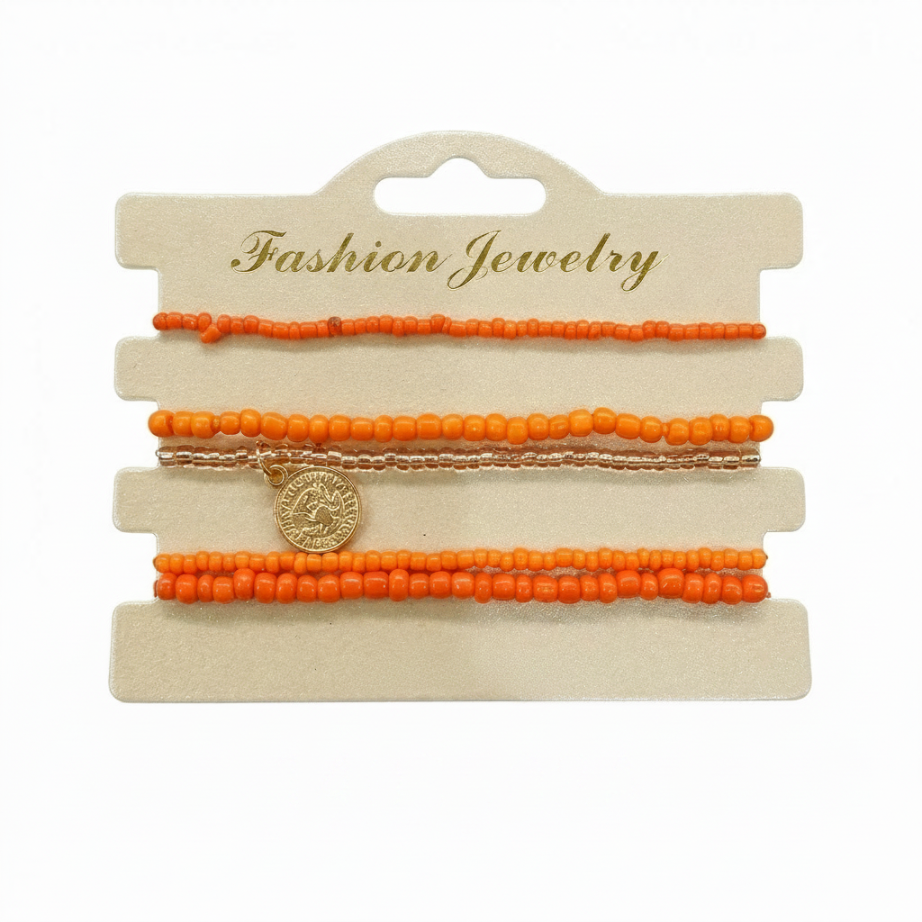The99Jewel Minimalist Red and Gold Bracelet Stack Fashion Beads Bracelet Combo