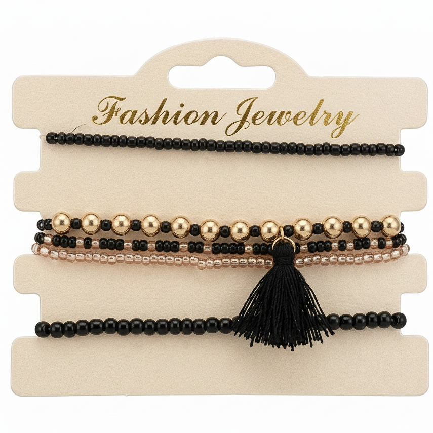 The99Jewel Vintage Tassel and Beads  Bracelet Set for women
