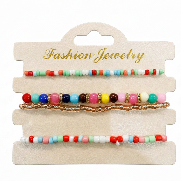 The99Jewel Boho Chic Beaded Bracelet Set Multi-Layer Stretch Bracelet Trio