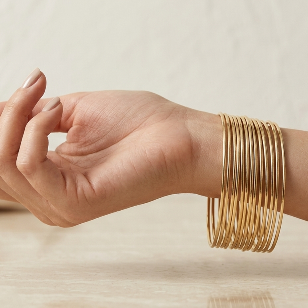 The99Jewel Gold Plated Indo-Western Bangles Set For Women (12 Piece In a set )