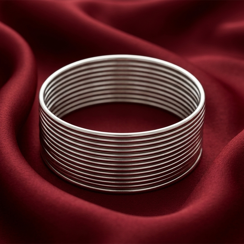 The99Jewel Silver Plated Indo-Western Bangles Set For Women (12 Piece In a set )