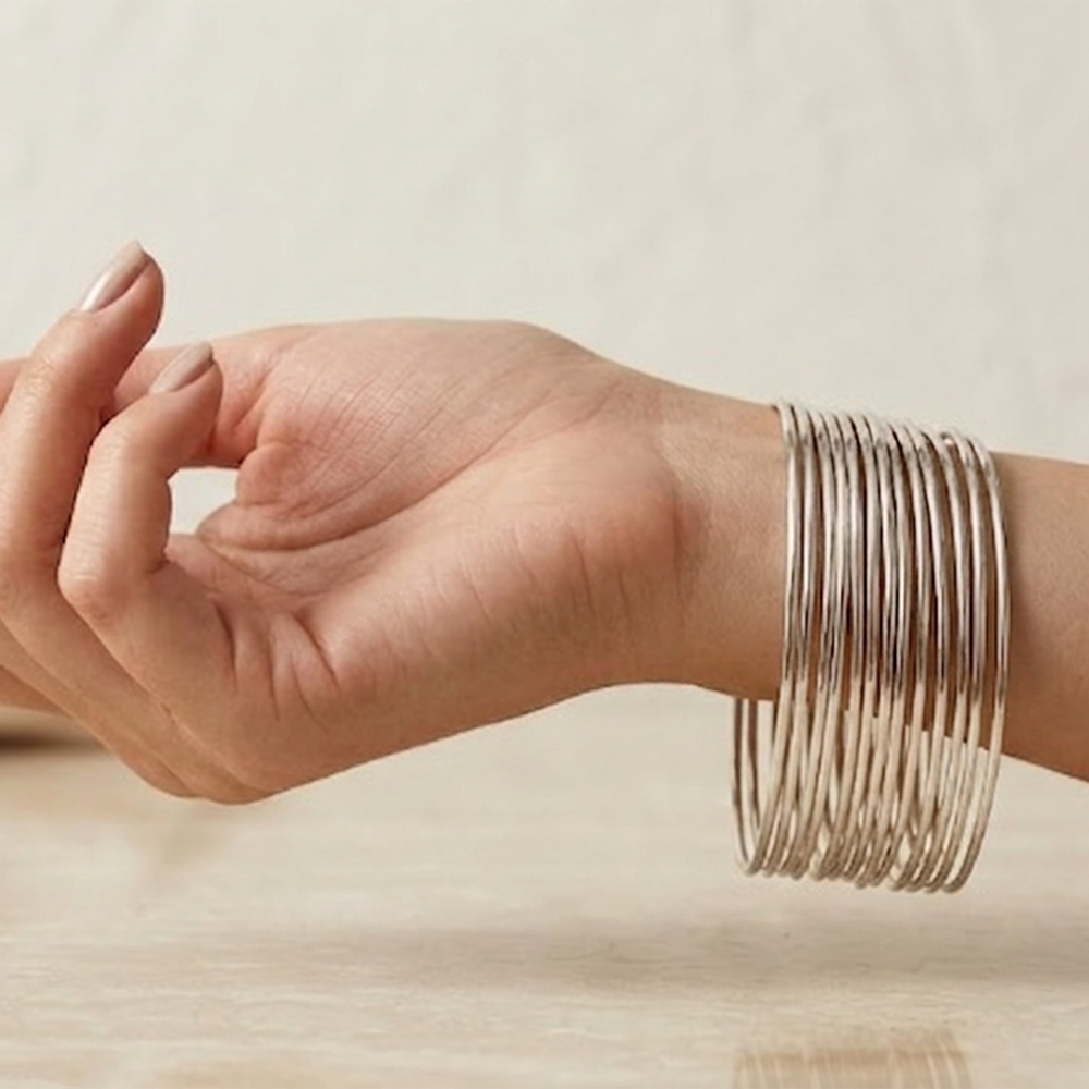 The99Jewel Silver Plated Indo-Western Bangles Set For Women (12 Piece In a set )