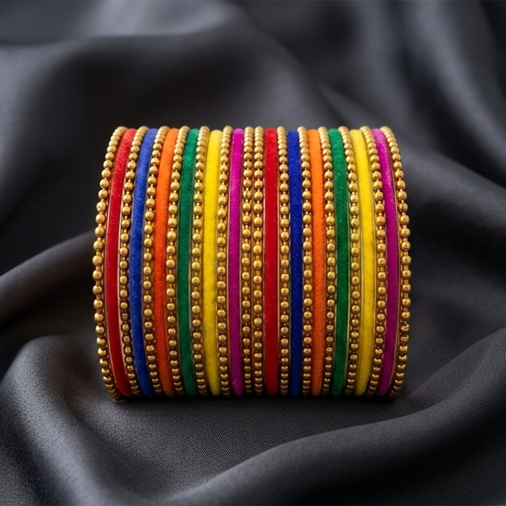The99Jewel Royal Velvet Bangle Set Premium Ethnic Bangles (26 Piece In a set )