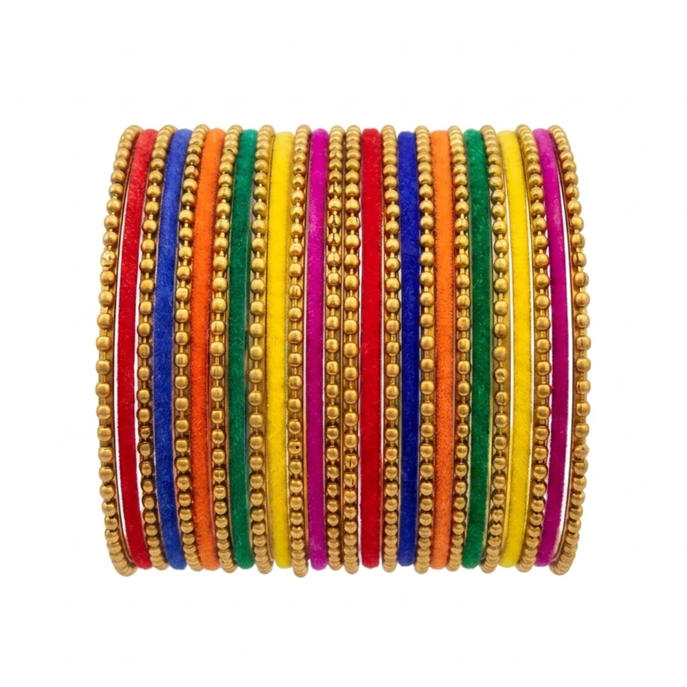 The99Jewel Royal Velvet Bangle Set Premium Ethnic Bangles (26 Piece In a set )