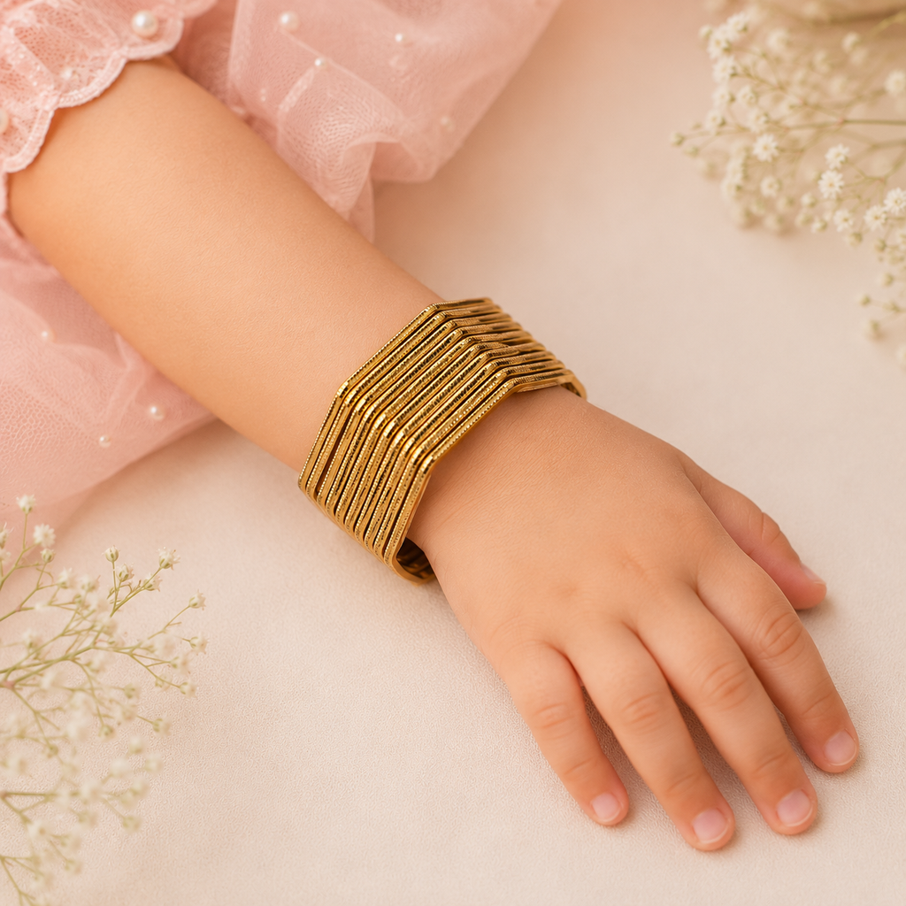 The99Jewel Gold Plated Indo-Western Bangles Set For Kids (24 Piece In a set )