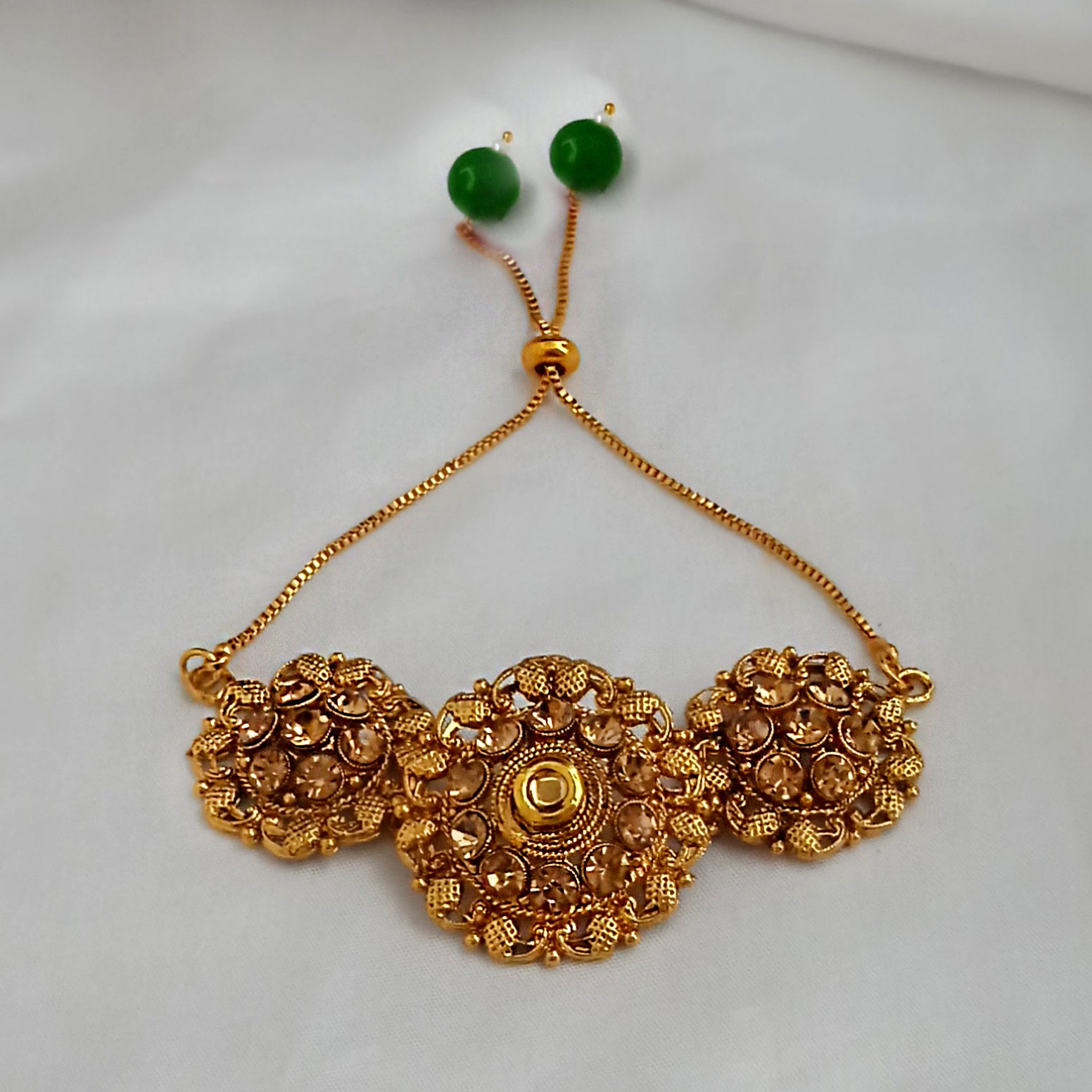 The99Jewel Gold Plated Austrian Stone Adjustable Floral Bracelet