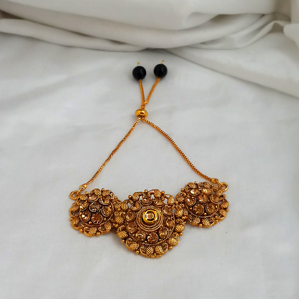 The99Jewel Gold Plated Austrian Stone Adjustable Floral Bracelet
