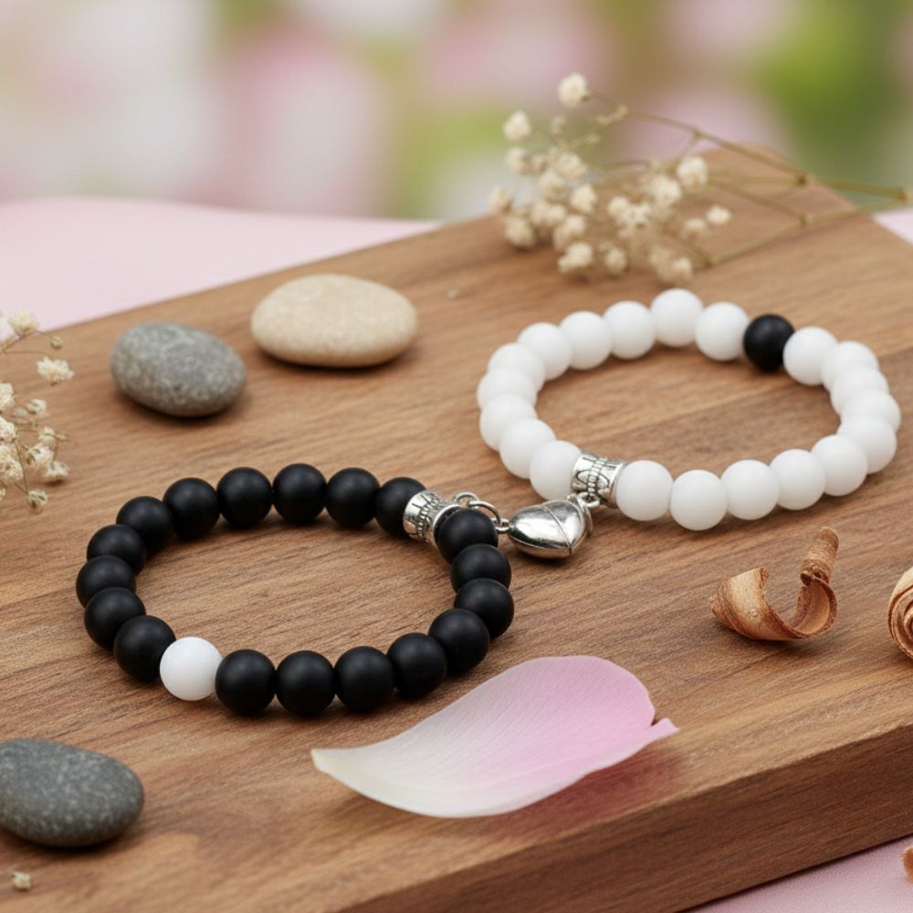 The99Jewel Love Connection Black & White Bead Bracelets