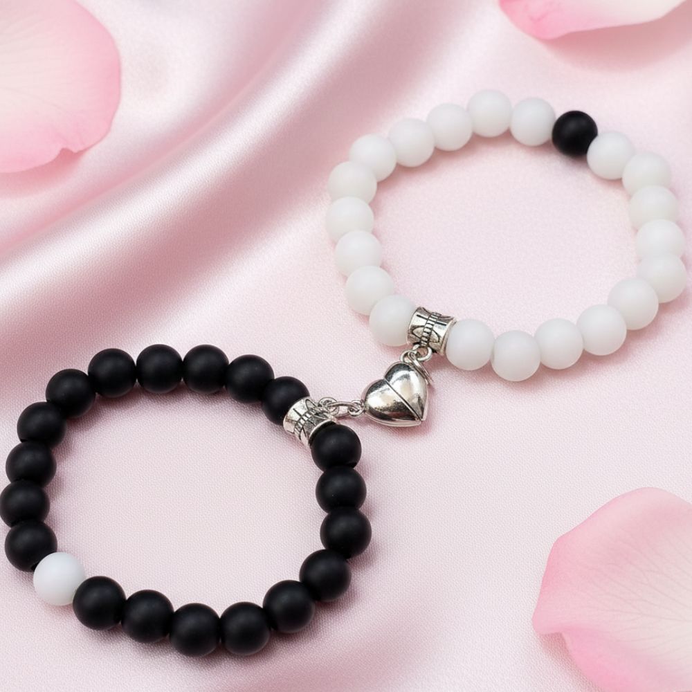 The99Jewel Love Connection Black & White Bead Bracelets
