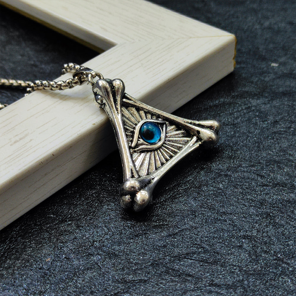The99Jewel Silver Plated illuminati  Evil Eye Chain Pendant - 1404611