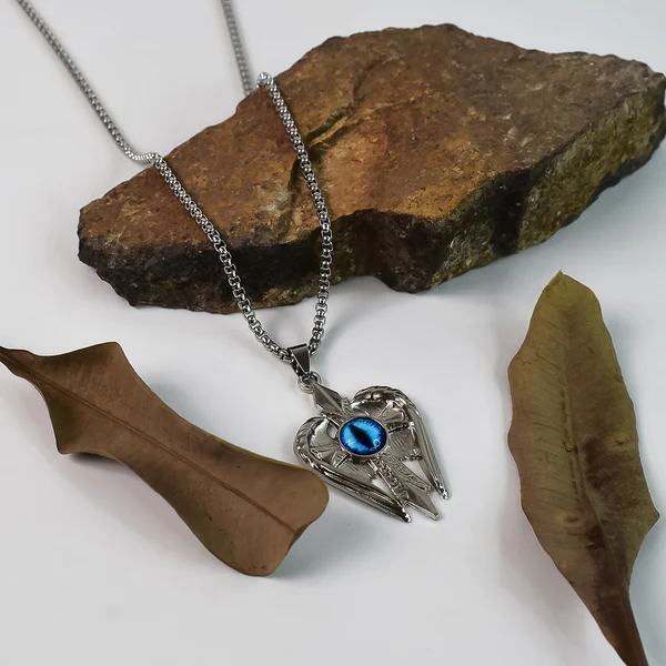 The99Jewel Silver Plated Angel Wings Shield Chain Pendant - 1404612