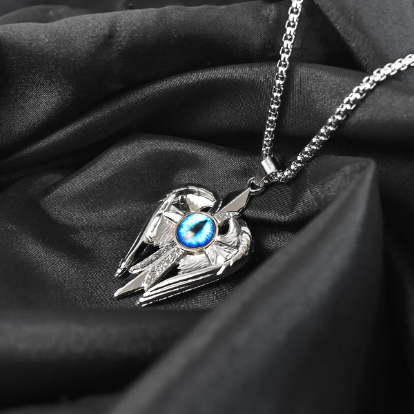 The99Jewel Silver Plated Angel Wings Shield Chain Pendant - 1404612