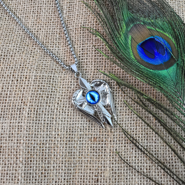 The99Jewel Silver Plated Angel Wings Shield Chain Pendant - 1404612