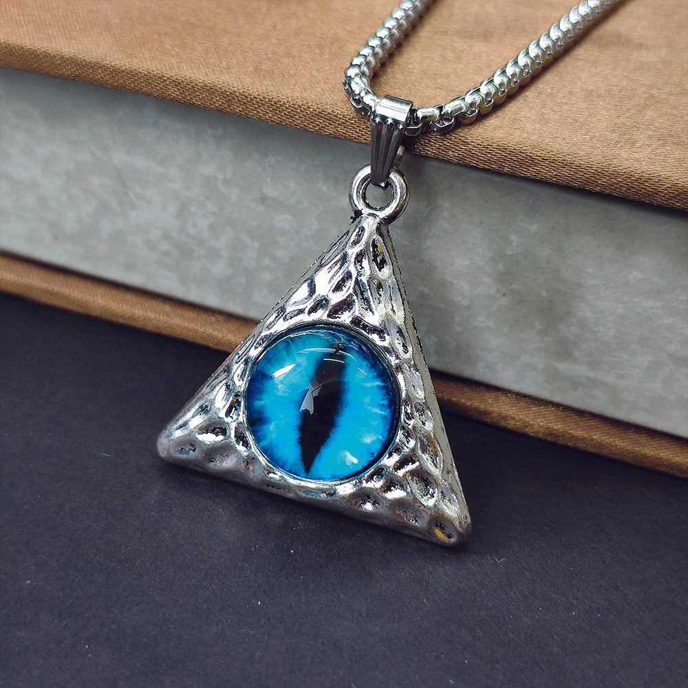 The99Jewel Unisex Illuminati Horus Demon Blue Chain Pendant