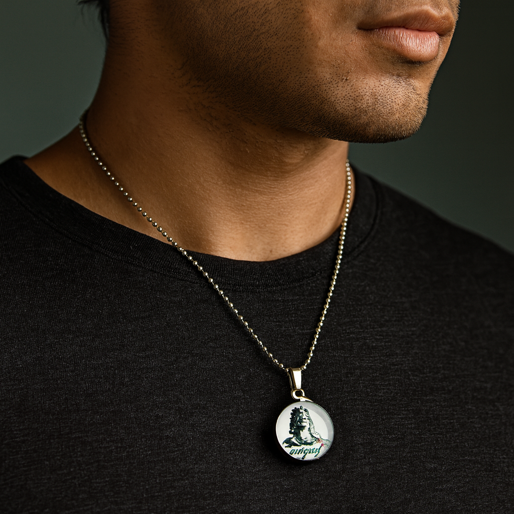 The99Jewel Adiyogi Lord Shiva Glass Pendant with Chain
