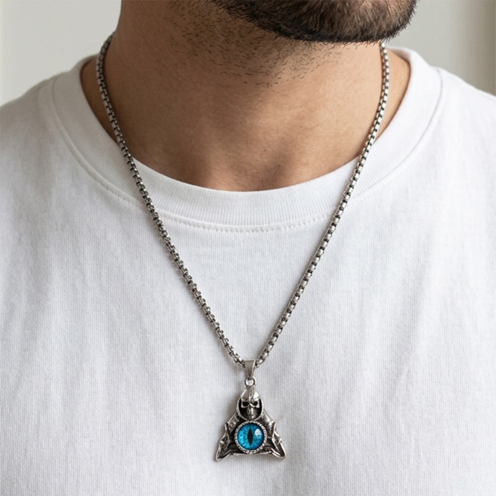 The99Jewel Evil Eye Of Sauron Skeleton Pendant With Chain