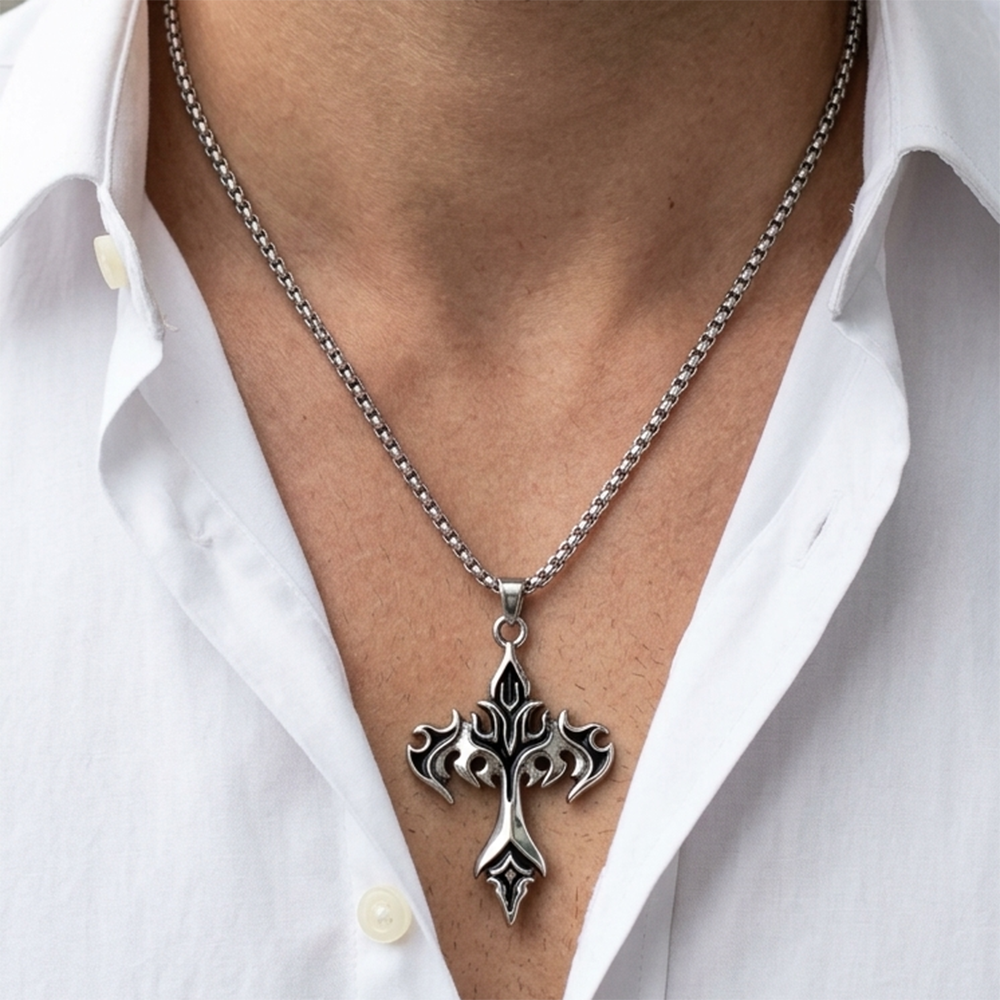 The99Jewel Gothic Cross Pendant With Chain
