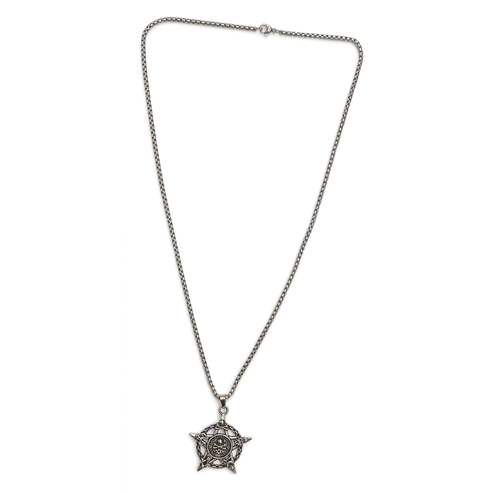 The99Jewel Gothic Skull Pentagram Pendant With Chain