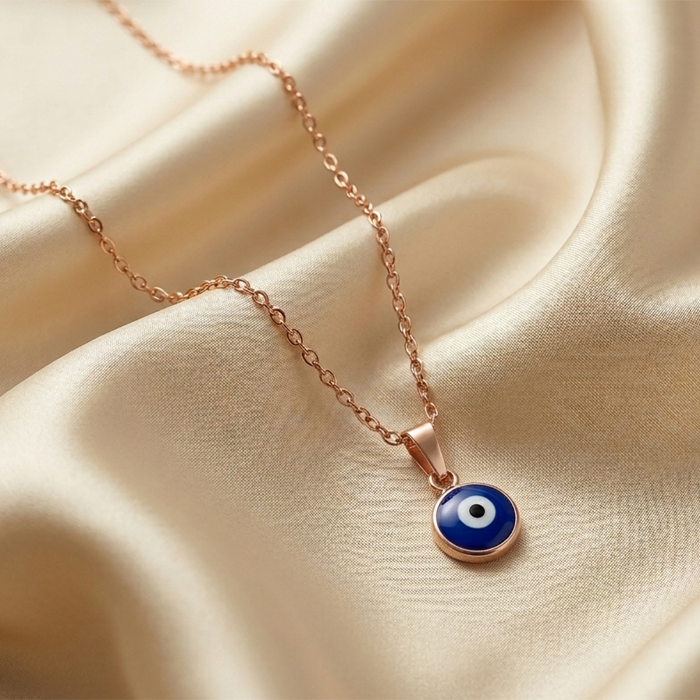 The99Jewel Rose Gold-plated Chain Pendant featuring a Evil Eye