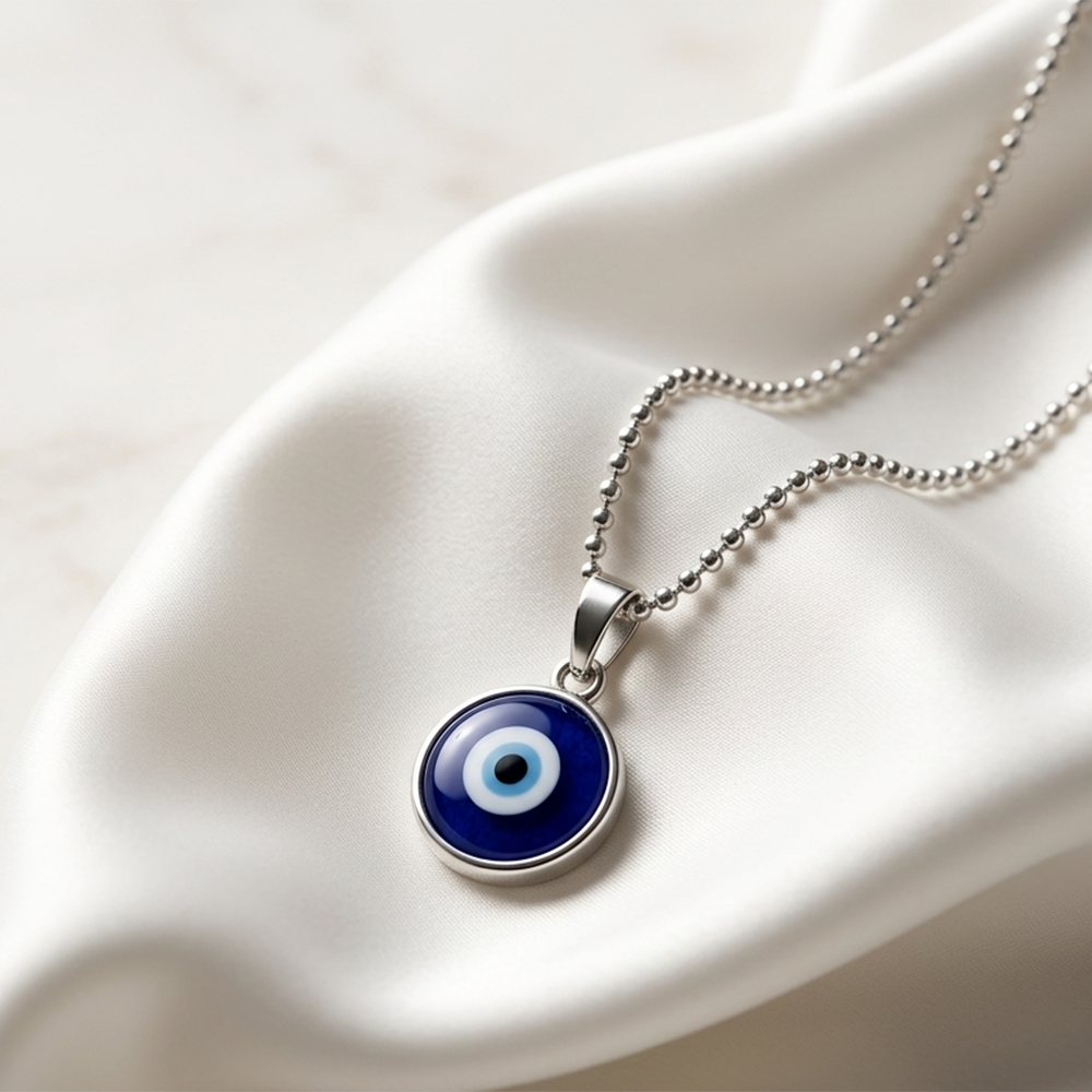 The99Jewel Silver-plated Chain Pendant featuring a Evil Eye