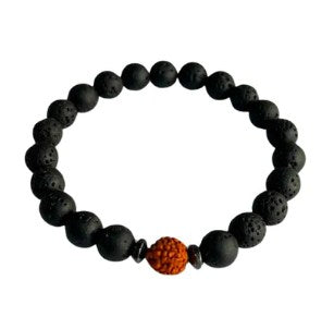 The99Jewel Natural Lava Stone & Rudraksha Beaded Bracelet for Men