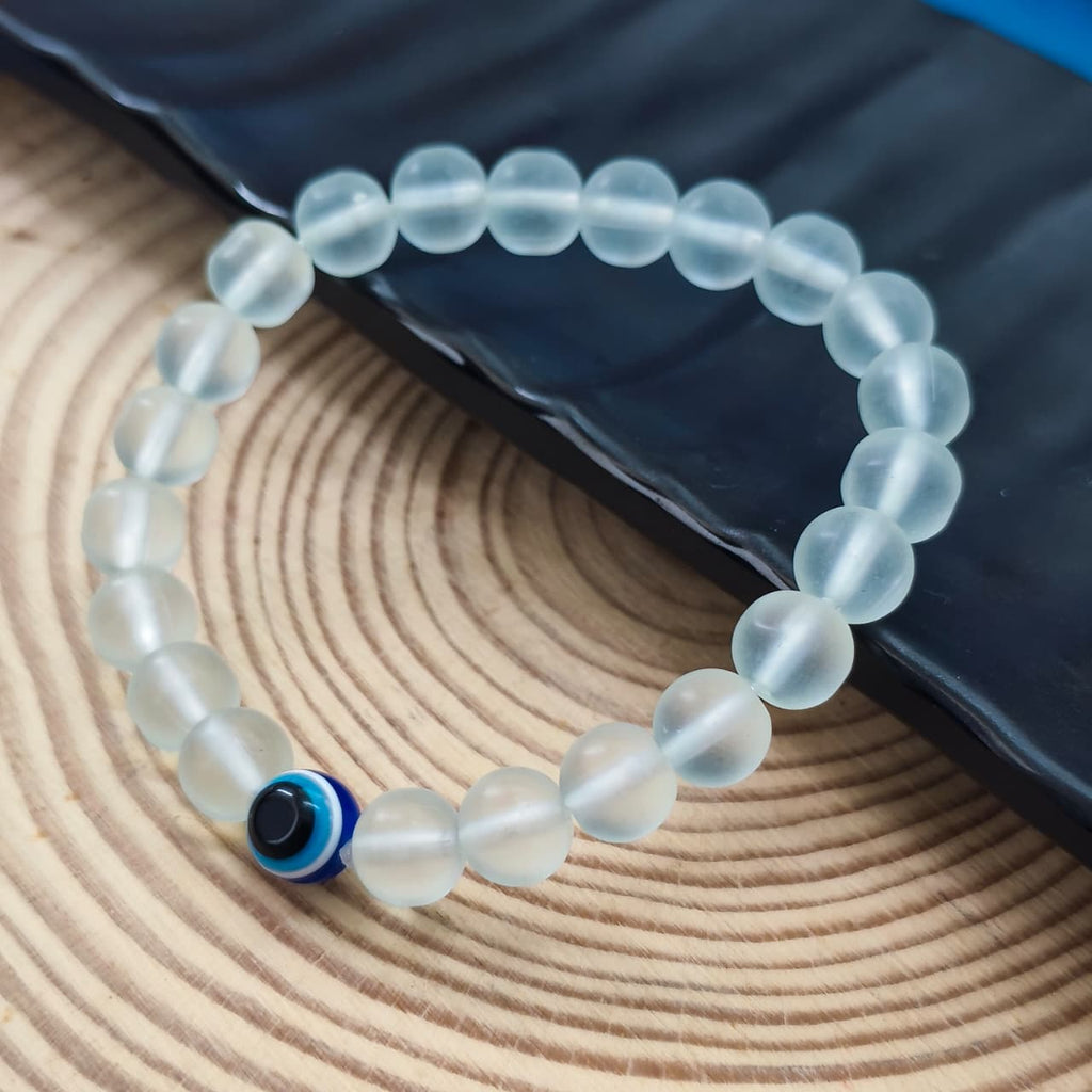 The99Jewel Transparent White with Evil Eye Beads Bracelet - 1404757