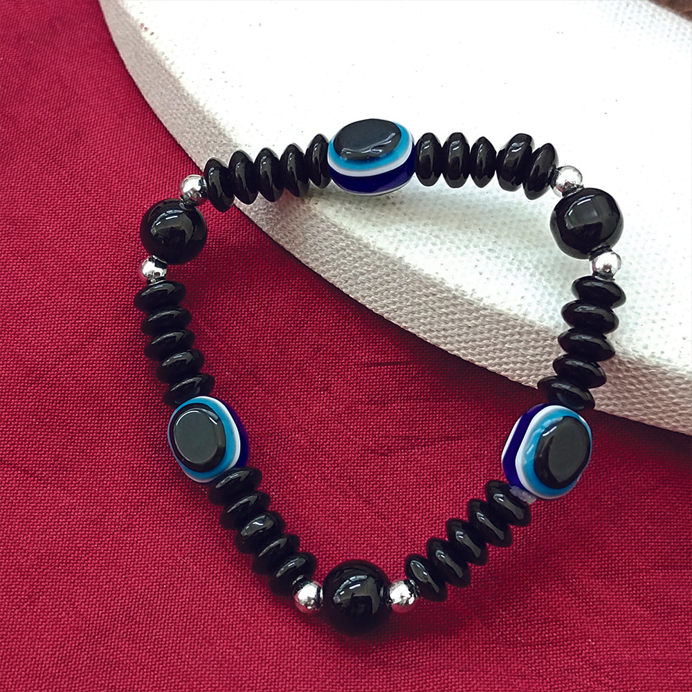 The99Jewel Black Glass  Evil Eye Beads Bracelet