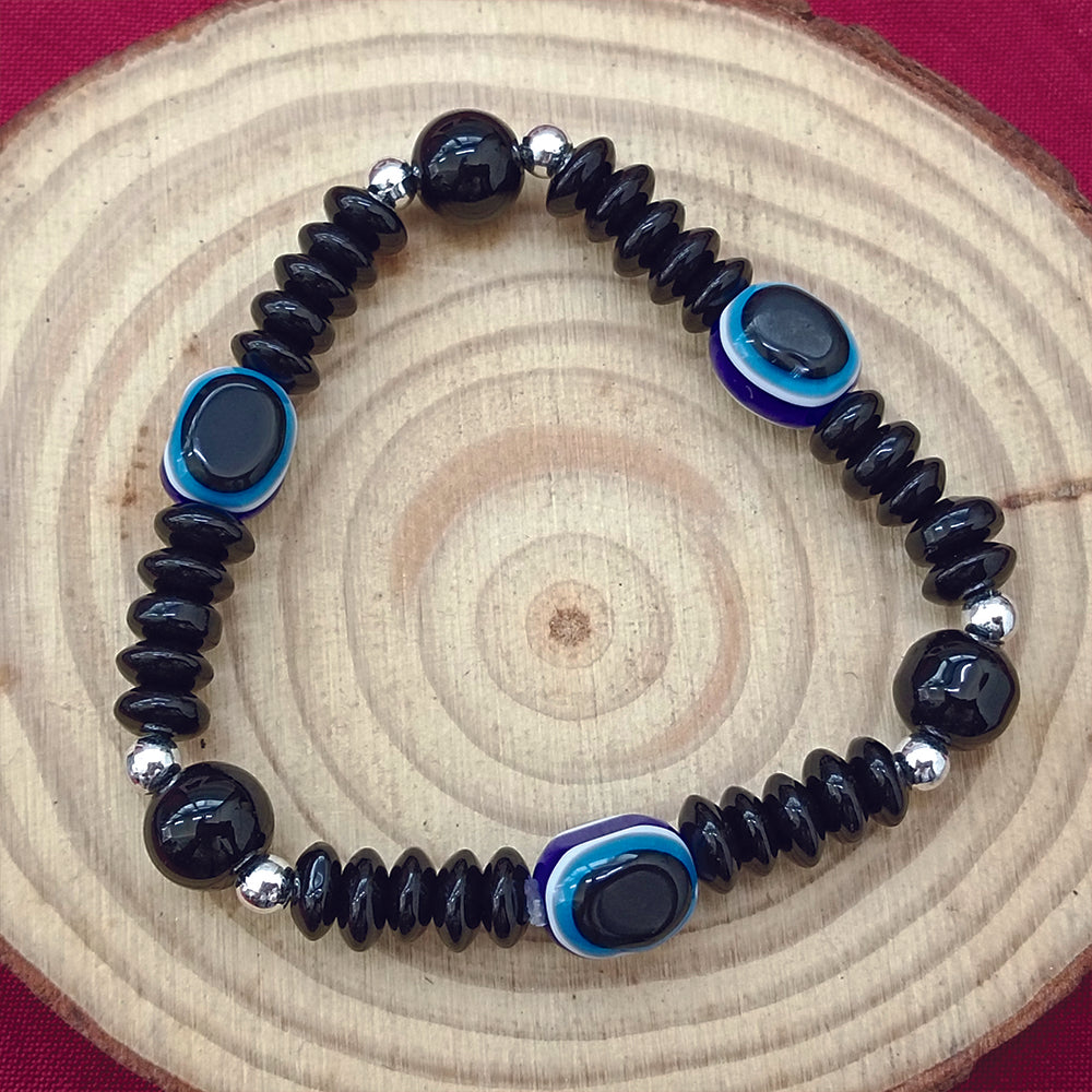 The99Jewel Black Glass  Evil Eye Beads Bracelet