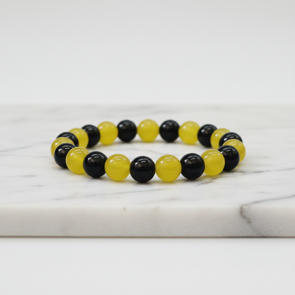 The99Jewel Yellow and black Beads Stretchable Bracelet Set for Women