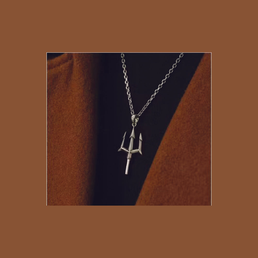 The99Jewel Silver Plated Trishul Chain Pendant for Men